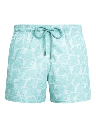 Vilebrequin Men Stretch Short Swim Shorts Seashells In White