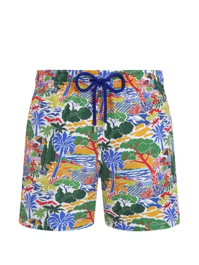 Vilebrequin Seaside Life Print Moorea Swim Shorts In Multi