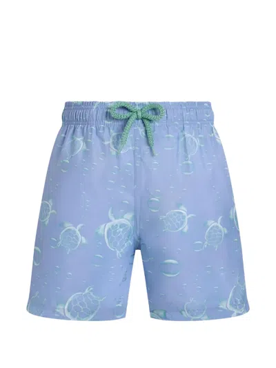 Vilebrequin Kids' Sea-turtle Print Swim Shorts In Blue