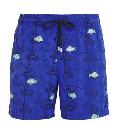 Vilebrequin Seaweed-embroidered Mistral Swim Shorts In Blue