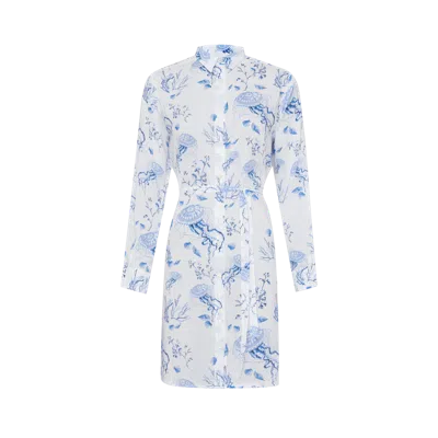 Vilebrequin Viscose Shirt Dress Medusa And Shells In Blue
