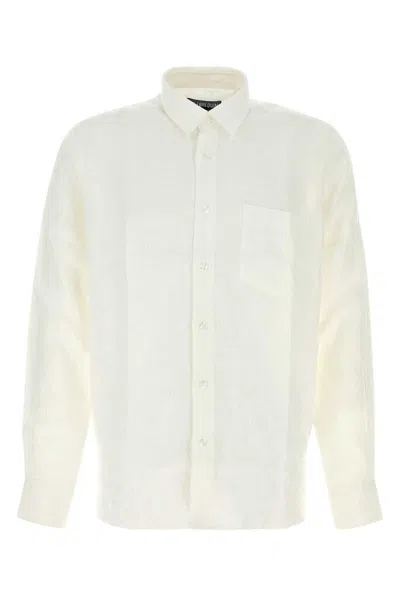Vilebrequin Caroubis Linen Shirt Chest Pocket Long Sleeves In White