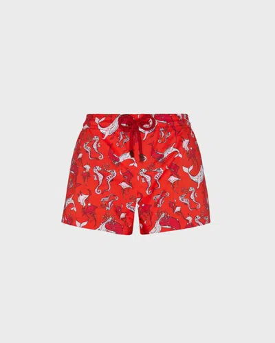 Vilebrequin Women Swim Shorts Whales Love In Red