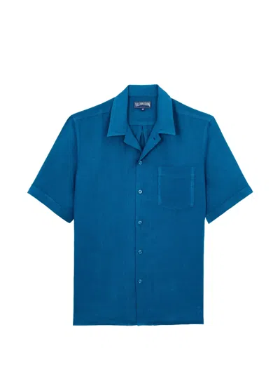 Vilebrequin Short-sleeve Bowling Shirt In Blue