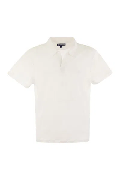 Vilebrequin Linen Jersey Polo Shirt Solid In White