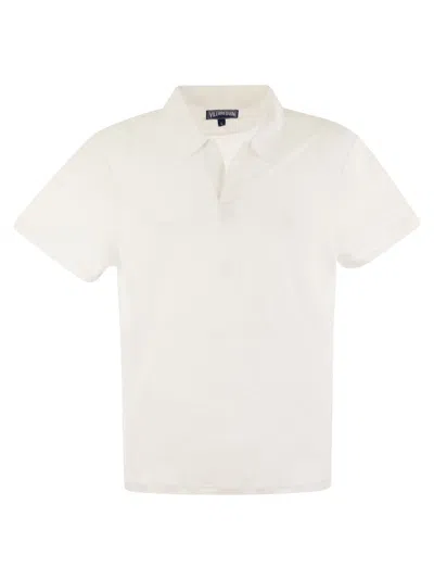 Vilebrequin Linen Jersey Polo Shirt Solid In White