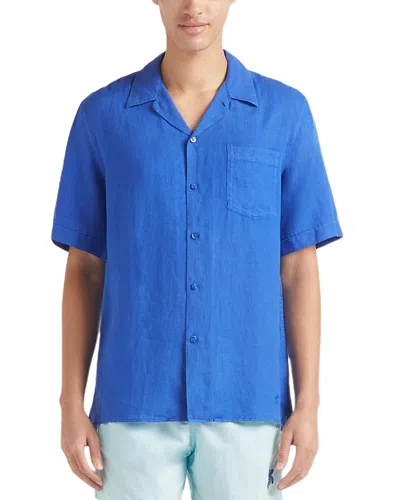Vilebrequin Short Sleeved Solid Linen Shirt In Marrakech