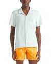 Vilebrequin Short Sleeved Solid Linen Shirt In Pacific Blue