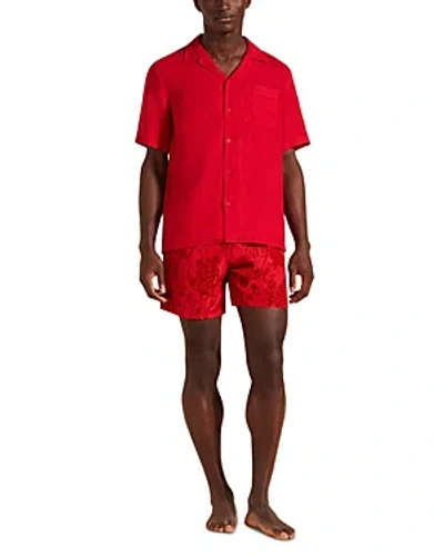 Vilebrequin Short Sleeved Solid Linen Shirt In Reds
