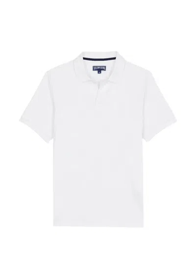 Vilebrequin Regular Fit Short Sleeve Linen Polo Shirt In White