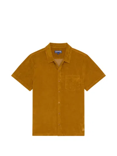 Vilebrequin Short-sleeve Terry Bowling Shirt In Brown