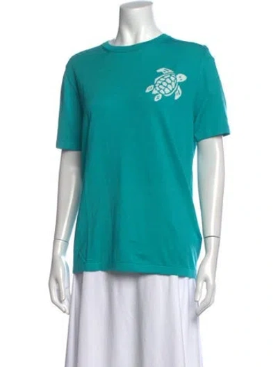 Pre-owned Vilebrequin Silk Graphic Print T-shirt W/ Tags In Blue/green