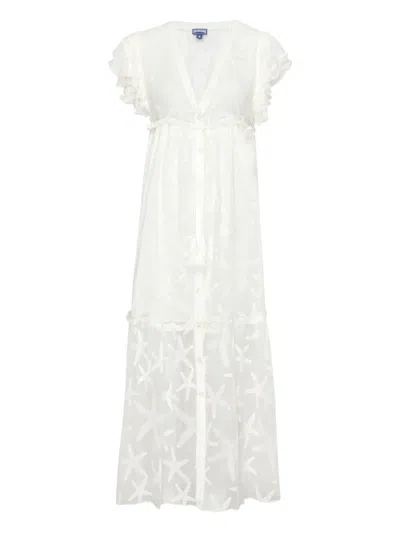 Vilebrequin Starfish Long Transparent Silk Dress In White