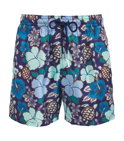 Vilebrequin Silk Tropical Turtles Bilkbot Shorts In Blue