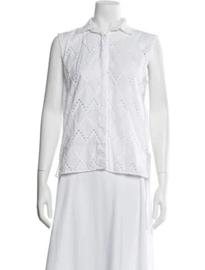 Pre-owned Vilebrequin Sleeveless Button-up Top In White