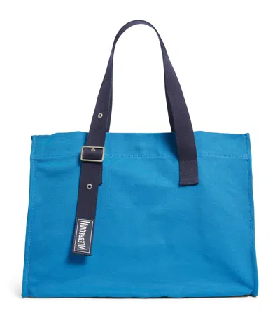 Vilebrequin Small Canvas Beach Bag In Blue