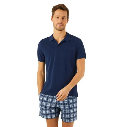 Vilebrequin Solid Cotton Polo In Bleu Marine