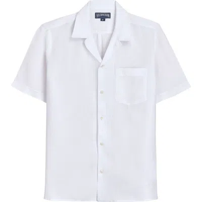 VILEBREQUIN SOLID LINEN BOWLING SHIRT