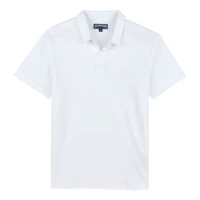 Vilebrequin Pyramid Linen Polo Shirt In Blanc