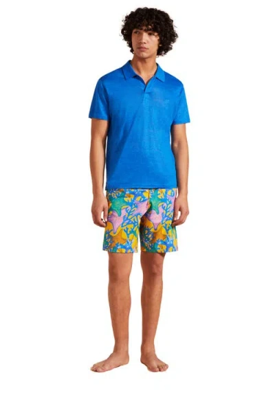 Vilebrequin Solid Linen Jersey Polo Shirt In Palace