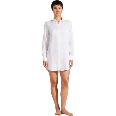 Vilebrequin Linen Mini Shirtdress In Blanc