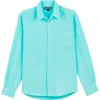 Vilebrequin Solid Linen Shirt In Lagon