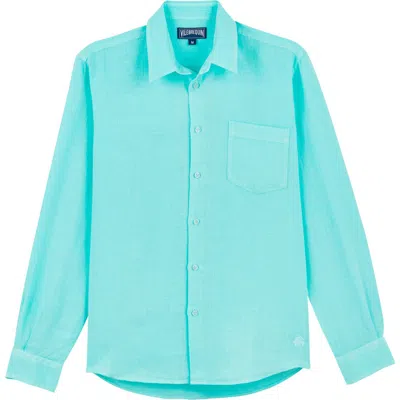Vilebrequin Solid Linen Shirt In Lagon