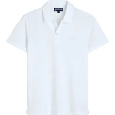 Vilebrequin Pacific Logo-embroidered Cotton-blend Terry Polo Shirt In Blanc