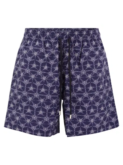 Vilebrequin Star Patterned Beach Shorts In Marine Blue