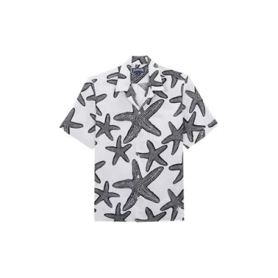 Vilebrequin Starlettes Linen Bowling Shirt In Blanc