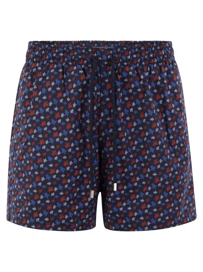 Vilebrequin Stretch Beach Shorts With Patterned Print In Blue