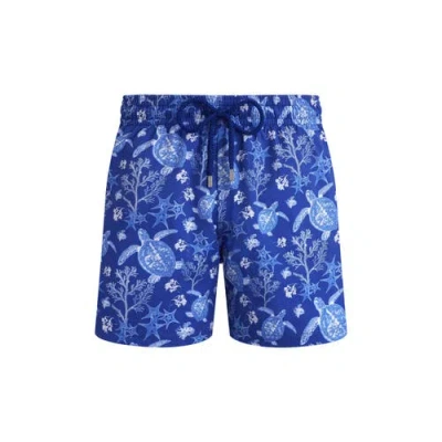 Vilebrequin Stretch Short Swim Shorts X-ray Turtles In Blue