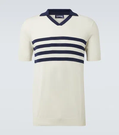 Vilebrequin Striped Cotton Polo Shirt In White