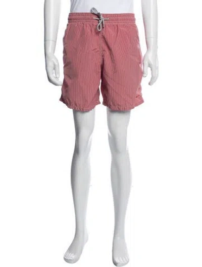 Pre-owned Vilebrequin Striped Embroidered Accent Swim Trunks In Multicolor