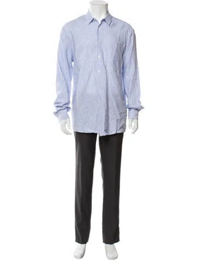 Pre-owned Vilebrequin Striped Long Sleeve Dress Shirt In Blue