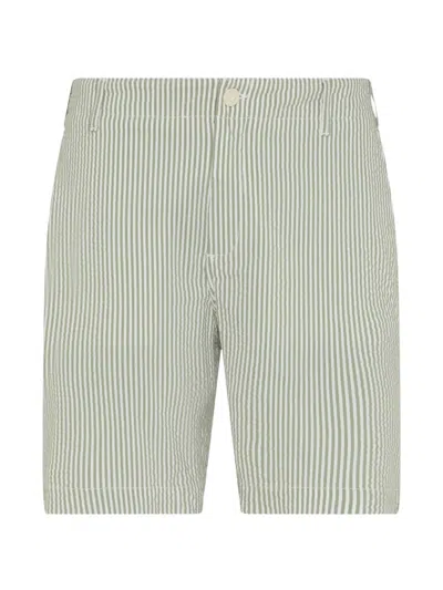 Vilebrequin Men Stretch Cotton Bermuda Shorts Seersuckers Stripes In Green