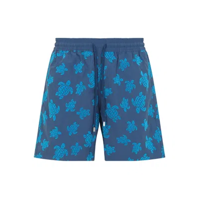 Vilebrequin Moorea Straight-leg Mid-length Printed Recycled Swim Shorts In Blue
