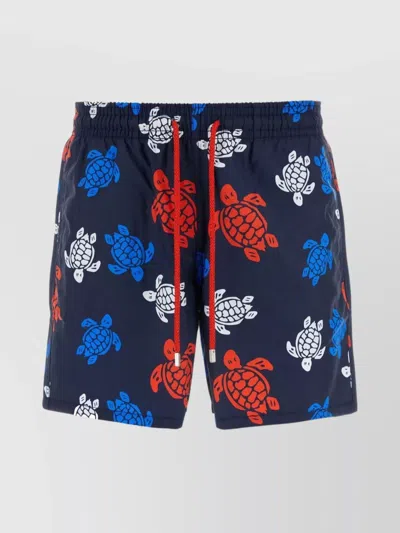 Vilebrequin Swim Shorts Nylon Turtle Print In Bleu Marine