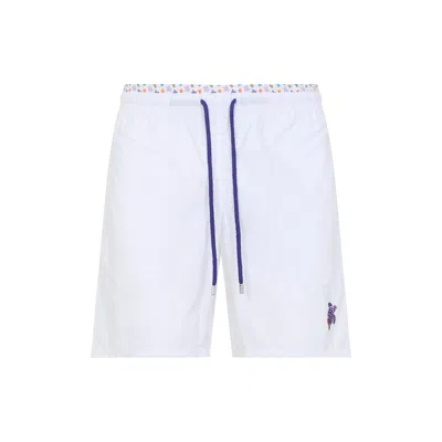 Vilebrequin Men Swim Shorts Bicolor Micro Ronde Des Tortues In White