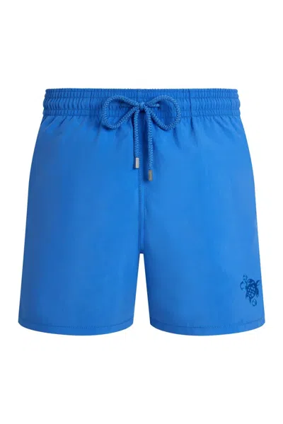Vilebrequin Swim Shorts With Blue Gradient And Water-reactive Turtle Print In Black