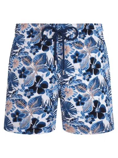 Vilebrequin Swim Shorts With Tropical Floral Print In Blue