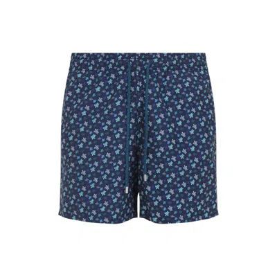 Vilebrequin Micro Turtle Print Moorea Swim Shorts In Blue