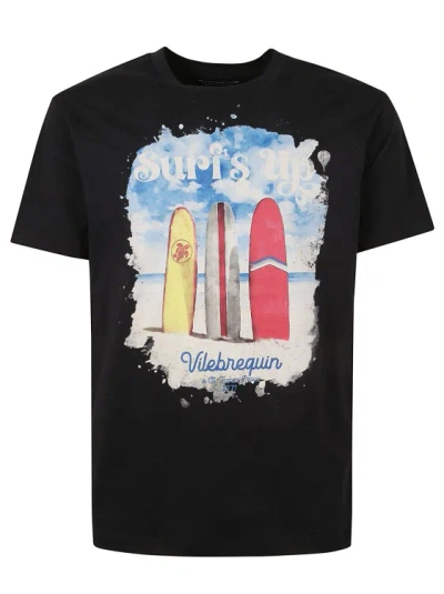 Vilebrequin Cotton Surfs Up T-shirt In Black