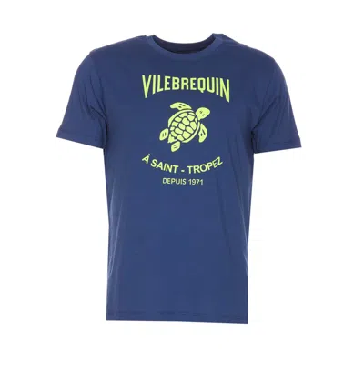 Vilebrequin Logo印花棉质平纹针织t恤 In Blue
