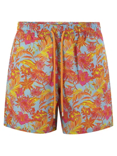 Vilebrequin Moorea Printed Swim Trunks In Santorini
