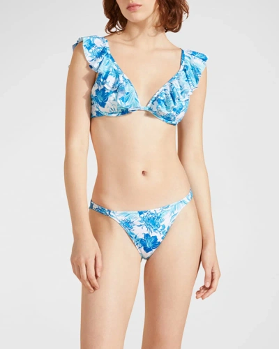 Vilebrequin Tahiti Flowers Jersey Bikini Bottoms In Blanc