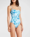 Vilebrequin Tahiti Flowers Jersey One-piece Swimsuit In Blanc
