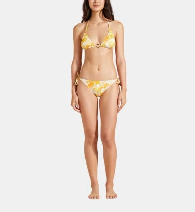 Vilebrequin Tahiti Flowers Triangle Bikini Top In Maïs