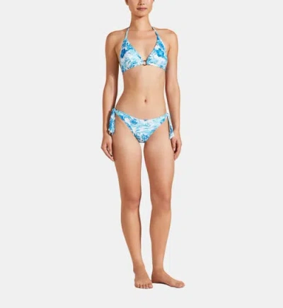 Vilebrequin Tahiti Flower Printed Bikini Bottom In Blanc