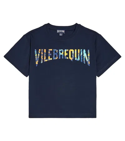 Vilebrequin Kids' Tarick Logo Cotton T-shirt In Blue